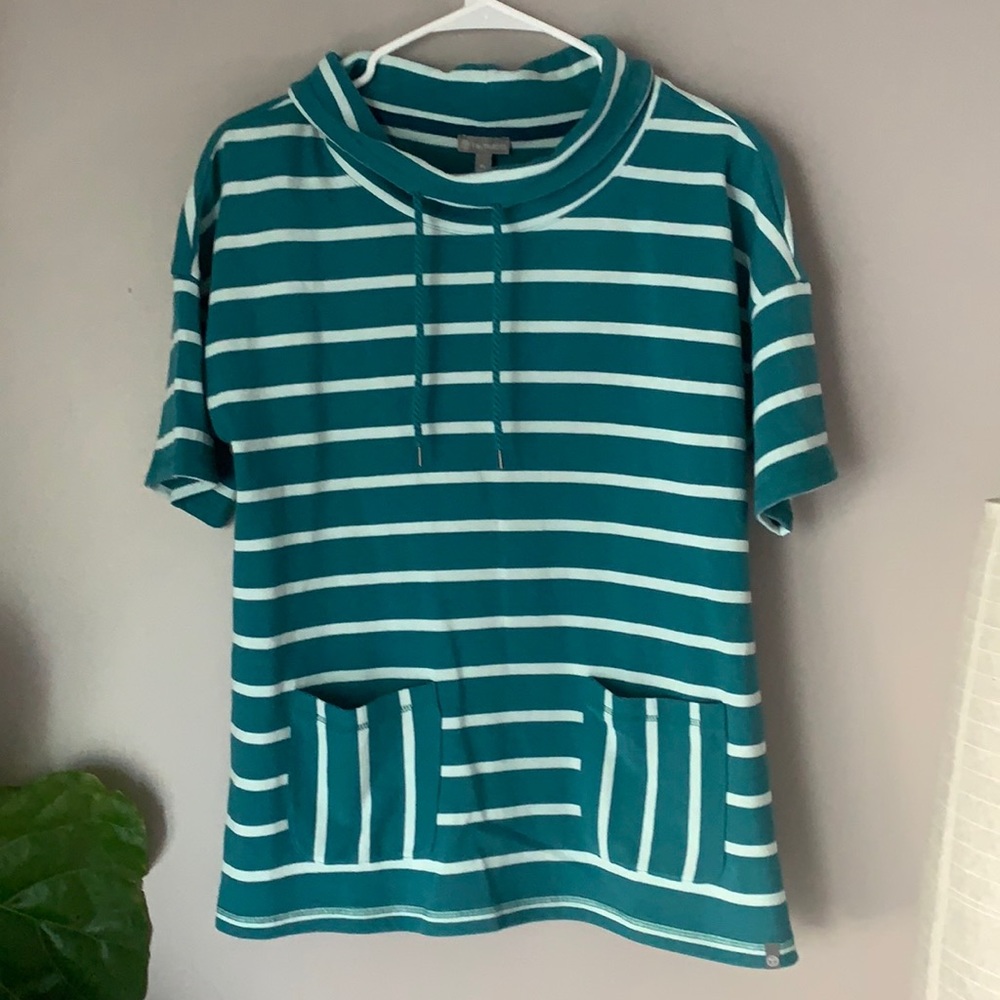 T By Talbots Women’s Striped Cowl Neck Sweater